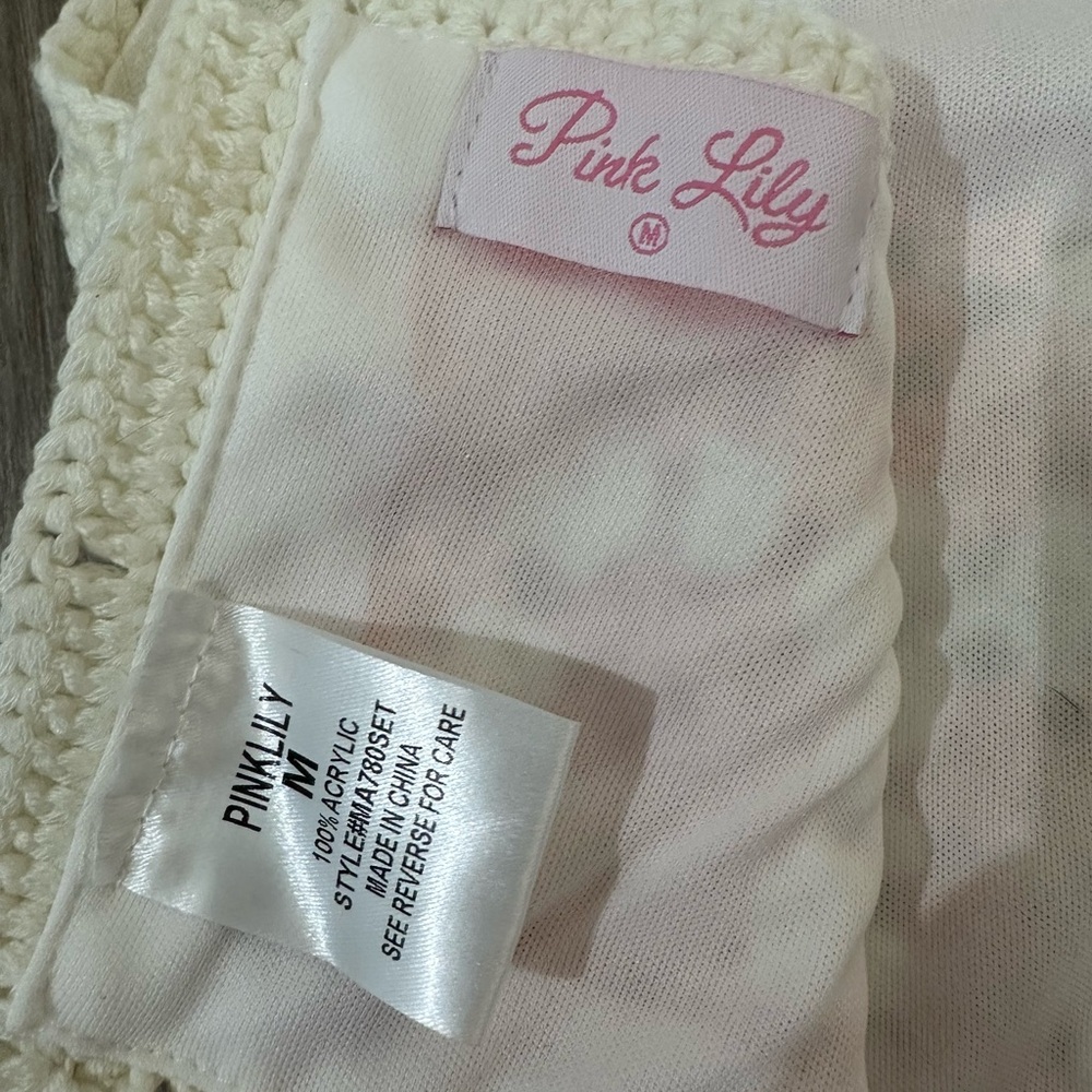 Pink Lily| size medium| pink & orange squared away crochet tank and skirt set - Picture 9 of 11
